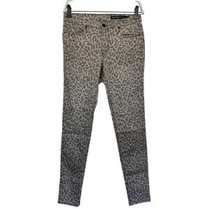 Black Orchid Los Angeles Leopard Animal Print Skinny Pants, Gray/Black, Size 26